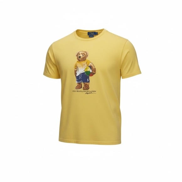 Polo Ralph Lauren Mens Yellow Polo Beach Bear Graphic T Shirt Size XXL